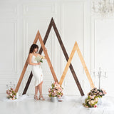 Wooden Arch for Wedding Boho Décor - Rustic Wedding Arbor Decor Ceremony Geometric Arches - Anniversary Natural Wood Backdrop Stand Sets Arched Frame Decoration (Triangle) Enjoy The Wood