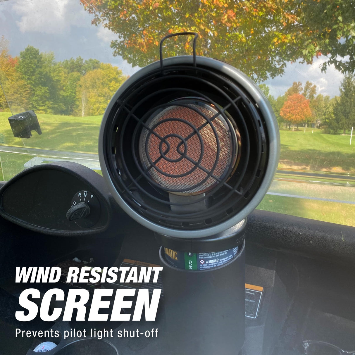 Mr. Heater F242010 MH4GC 4000 BTU Golf Cart Heater, Wind-Resistant With ODS And Tip-Over Safety Switch & Cup Holder Adapter - Silver and Black Mr. Heater