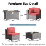 RTDTD Outdoor Patio Furniture Set with Propane Fire Pit Table, 15 Pieces Outdoor Furniture Patio Sectional Sofa Conversation Sets w/ETL Approved 43" Gas Outdoor Fire Table & Coffee Table(Red) RTDTD