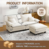 DURASPACE Modular Sectional Sofa L Shaped Cloud Couch with USB, Side Pocket, 76.8’’ Loveseat with Movable Ottoman, Comfy Deep Seat Sleeper Sofa for Living Room, Apartment, Office (Boucle White) DURASPACE