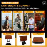 Dr. Shtaygen Reading Stand Book Holder for Desk, Counter, Table - Ergonomic Adjustable Height to 17.8", Lightweight Aluminum & Oak, Strong & Stable, Spacious 13" x 8.7" Platform for Tablet, Laptop Dr. Shtaygen
