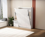 Favfurish Full Size Murphy Bed Chest, with Shelf and Drawers Wall Bed Space Saving Hidden Bed,can be Folded, Solid Pine Platform Bedframe,for Home, Office, Small Room, Living Room,Guest Room,White Favfurish