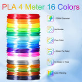 MIKA3D 16 Colors Silk Shiny PLA Filament Sample Pack, Each Color 4 Meter Length, Total 64m Silk Shiny PLA 3D Printer 3D Pen Material Refill Sample Pack MIKA3D