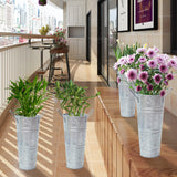 Notakia Galvanized Metal Vases Farmhouse French Flower Bucket Vases for Cut Flowers for Home Decor and Wedding Table Centerpiece Decorations (9.05in Silver 4Pcs) Notakia