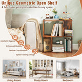 Tangkula 3 Tier Geometric Bookshelf, S Shaped Open Bookcase with Storage, Home Office Decor, Freestanding Wood Display Shelf for Living Room Study, Small Bookshelf for Small Spaces (1, Rustic Brown) Tangkula