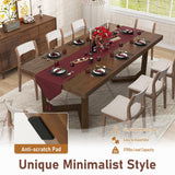 jiteentarou 71 Inch Farmhouse Dining Table, Solid Wood Rustic Kitchen Table, Large Wooden Rectangular Dinner Table for Dining Room, Home Office, Living Room Furniture, Easy Assembly, Walnut Wirebrush jiteentarou