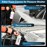 Saker Foam Cannon for Pressure Washer Kit with Foam Cannon Dual Connector Accessory,Pressure Washer Gun for Car Washing and Cleaning,5 Power Washer Sprayer Nozzles Saker