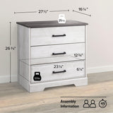 Prepac Rustic Ridge Farmhouse 3-Drawer Nightstand, Washed White, ADNR-1603-1 Prepac