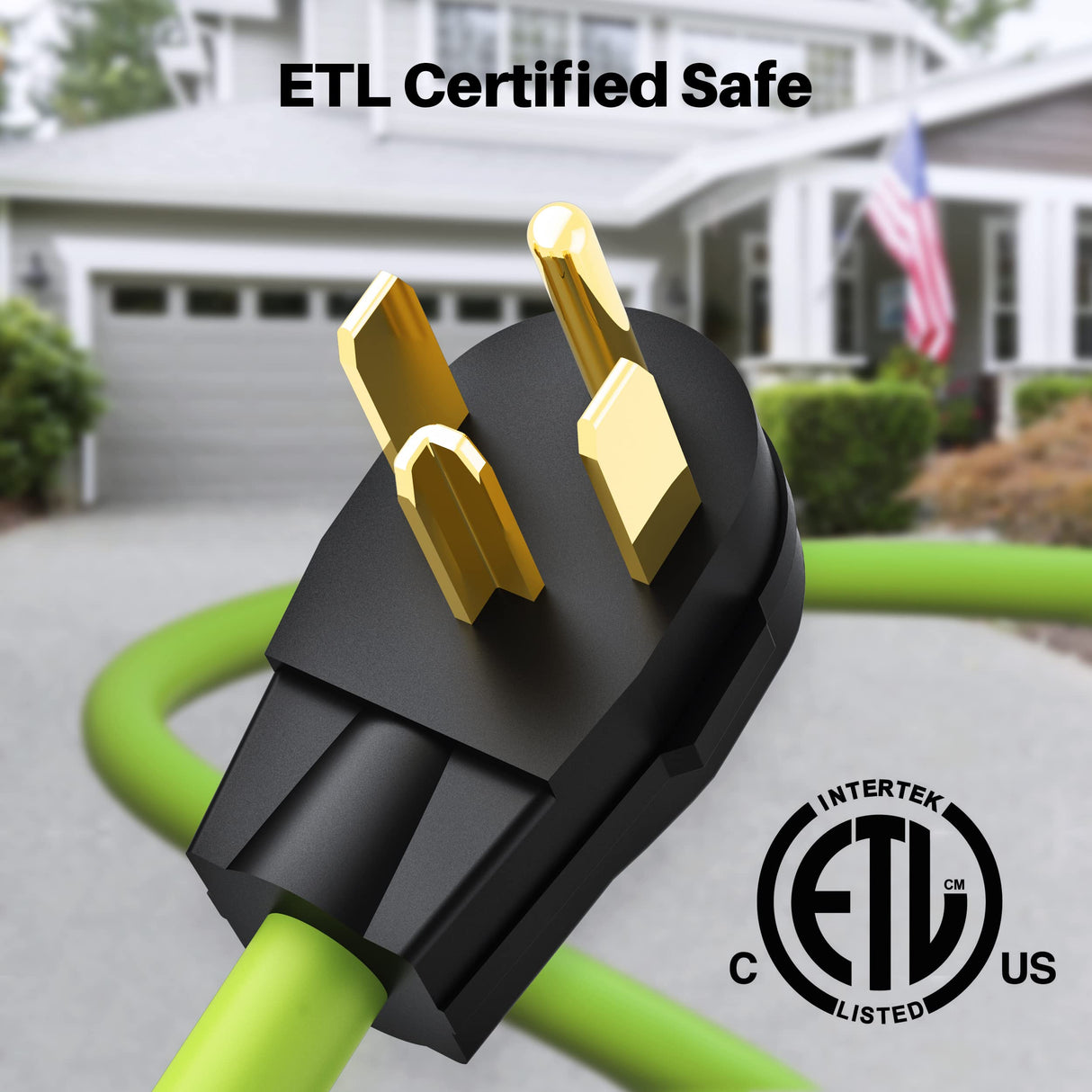 GEARit 30-Amp Extension Cord for Dryer and EV, 125/250-Volt, 4-Prong, Compatible with Tesla Model 3 Model Y Model X Model S, NEMA 14-30P to 14-30R, Level 2 EV Charging Cable STW 10AWG/4, 25 Ft, Green GearIT
