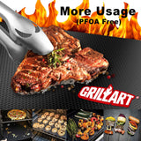 GRILLART BBQ Grill Mats for Outdoor Grill - Nonstick 600 Degree Heavy Duty Grilling Mat (Set of 2) - Reusable BBQ Grill Accessories Sheets -Works on Electric Grill Gas Charcoal BBQ - Gifts for Men Dad GRILLART