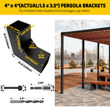 DEVALLEY 2-Way Pergola Brackets Kit, DIY L-Shaped Woodwork Brackets for 4" x 4" (Actual:3.5"x3.5") Lumber for Patio Pergolas, Gazebos, Log Cabin W/Hardware - 1 Pack DEVALLEY
