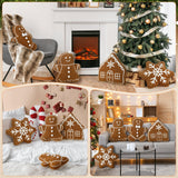 HunnmingRe 4 Pcs Christmas Throw Pillows Plush Gingerbread Men Gingerbread House Snowflake Shaped Pillow for Christmas Winter Holiday Party Outdoor Bedroom Cushion Decoration HunnmingRe