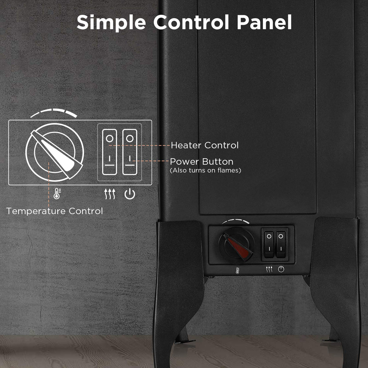 TURBRO Suburbs TS17 Compact Electric Fireplace Stove, 18” Freestanding Stove Heater with Realistic Flame - CSA Certified - Overheating Safety Protection - for Small Spaces - 1400W TURBRO