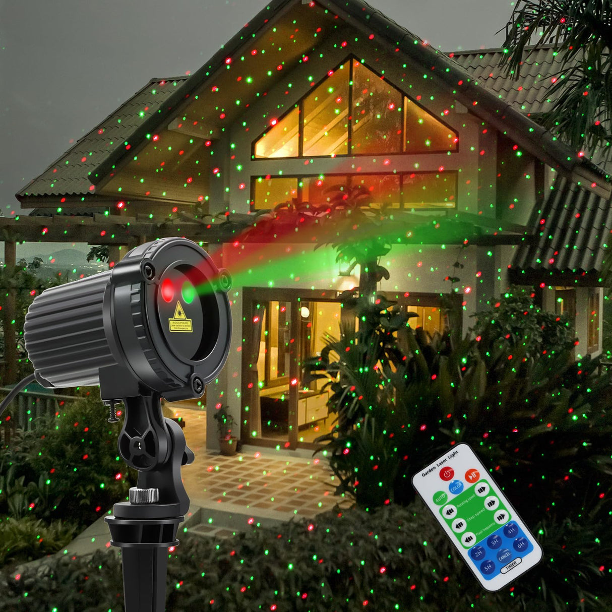 HERHOTER Christmas Laser Lights Outdoor,Red and Green Moving Outdoor Laser Light, Waterproof Garden House Decoration Laser Christmas Lights HERHOTER