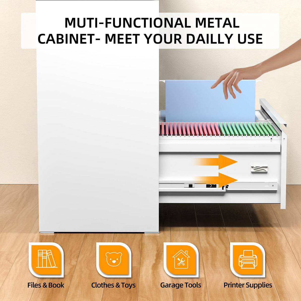 INTERGREAT 2 Drawer Lateral File Cabinet with Lock, 28" W White Lateral Filing Cabinet, Locking Metal Steel Wide File Cabinets for Home Office INTERGREAT