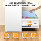 INTERGREAT 2 Drawer Lateral File Cabinet with Lock, 28" W White Lateral Filing Cabinet, Locking Metal Steel Wide File Cabinets for Home Office INTERGREAT