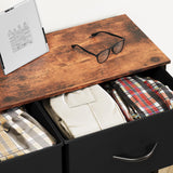 DWVO Dresser for Bedroom, Fabric Dresser with 8 Drawers, Tall Dresser, Double Dresser, Chest of Drawers for Closet, Living Room, Sturdy Steel Frame, Wooden Top, Easy Pull Handle, Black Ash DWVO