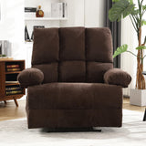 HOMYEDAMIC Oversized Recliner Chair 350 lb Weight Capacity, Plus Size 28 inch Large Wide Seat Manual Comfortable Fabric Recliner for Adults Living Room with Pockets Massage Pillow (6008-Brown5) HOMYEDAMIC