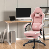 Dowinx Gaming Chair Breathable Fabric Computer Chair with Pocket Spring Cushion, Comfortable Office Chair with Gel Pad and Storage Bag,Massage Game Chair with Footrest,Pink Dowinx