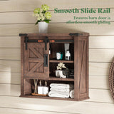 AMERLIFE 24" Wall Cabinet, Farmhouse Storage Cabinet with Sliding Barn Door & Adjustable Shelf, Cabinet Wall Mounted for Bathroom, Kitchen, Living Room, Reclaimed Barnwood AMERLIFE