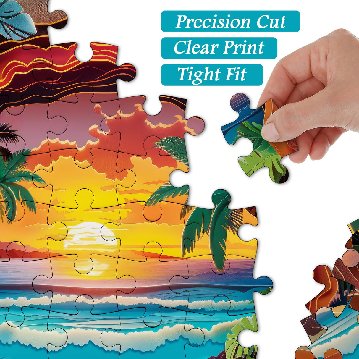 PICKFORU Beach Puzzles for Adults 1000 Pieces, Summer Sunset Puzzles Challenging Puzzle, Difficult Puzzle as Home Decor PICKFORU
