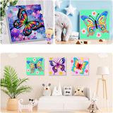 4 Pack Butterfly Paint by Number for Kids with Wooden Frame, Paint by Numbers for Kids Butterflies Ages 4-8-12, Easy Painting with Numbers DIY Acrylic Oil Painting Kits for Home Wall Decor (8X8 inch) xackcme