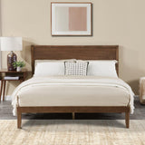Krinana Wood Queen Size Bed Frame, Mid Century Modern Platform Bed with Headboard, Wooden Slat Support, No Box Spring Needed, Easy Assembly (Brown, Queen) Krinana