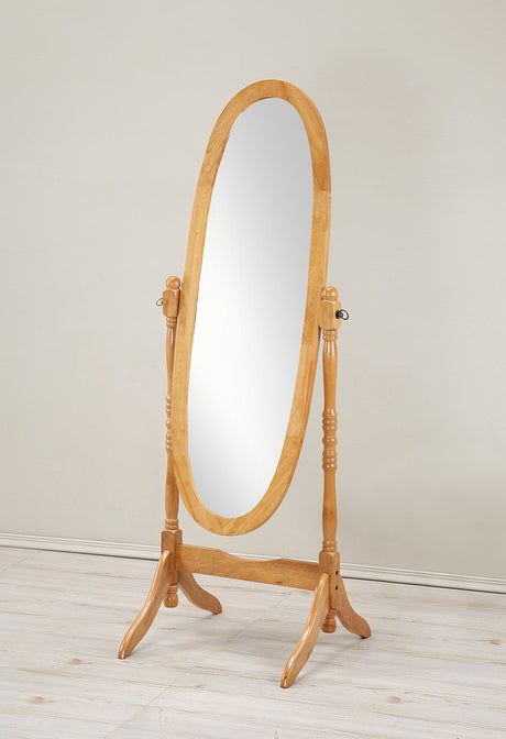 Roundhill Furniture Traditional Queen Anna Style Wood Floor Cheval Mirror, Oak Finish Roundhill Furniture