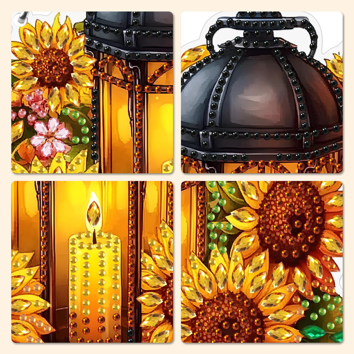 MXJSUA Lantern Sunflowers Special Shaped Hanging Diamond Painting Art Kits for Adults, Crystal Rhinestone Acrylic Gem Art Pendant Ornaments Kit for Home Decoration and Gift MXJSUA