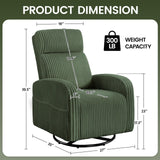 Yaheetech 360° Swivel Glider Chair for Nursery, Rocking Chair Nursing Chair with Side Pockets, Corduroy Glider for Living Room with High Back Dark Green Yaheetech