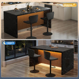 Aivermeil 67" Large Modern Rectangle Dining Table for 4-6 People, Imitation Marble Island Table with LED Lights for Kitchen,Dining Room, Bar, Office, Living Room Aivermeil