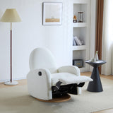 GDFStudio Swivel Glider Recliner Chair Nursery Rocker Recliner Chair with Boucle Upholstered High Back Single Seat Sofa Chair with Deep Seat Manual Nursing Reclining for Living Room, Beige GDFStudio