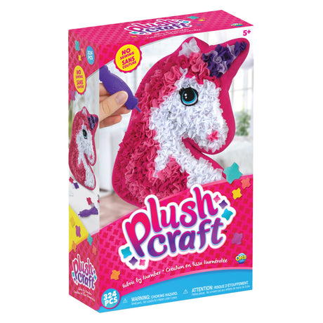 ORB PlushCraft Unicorn Pillow, Fabric by Number Art & Crafts, Ages 5 and Up, No Sewing Required, 324 Pieces for Making Your Own DIY Unicorn Cozy Pillow, Learning Fun with Bright Colors, Multi,1 Count The Orb Factory