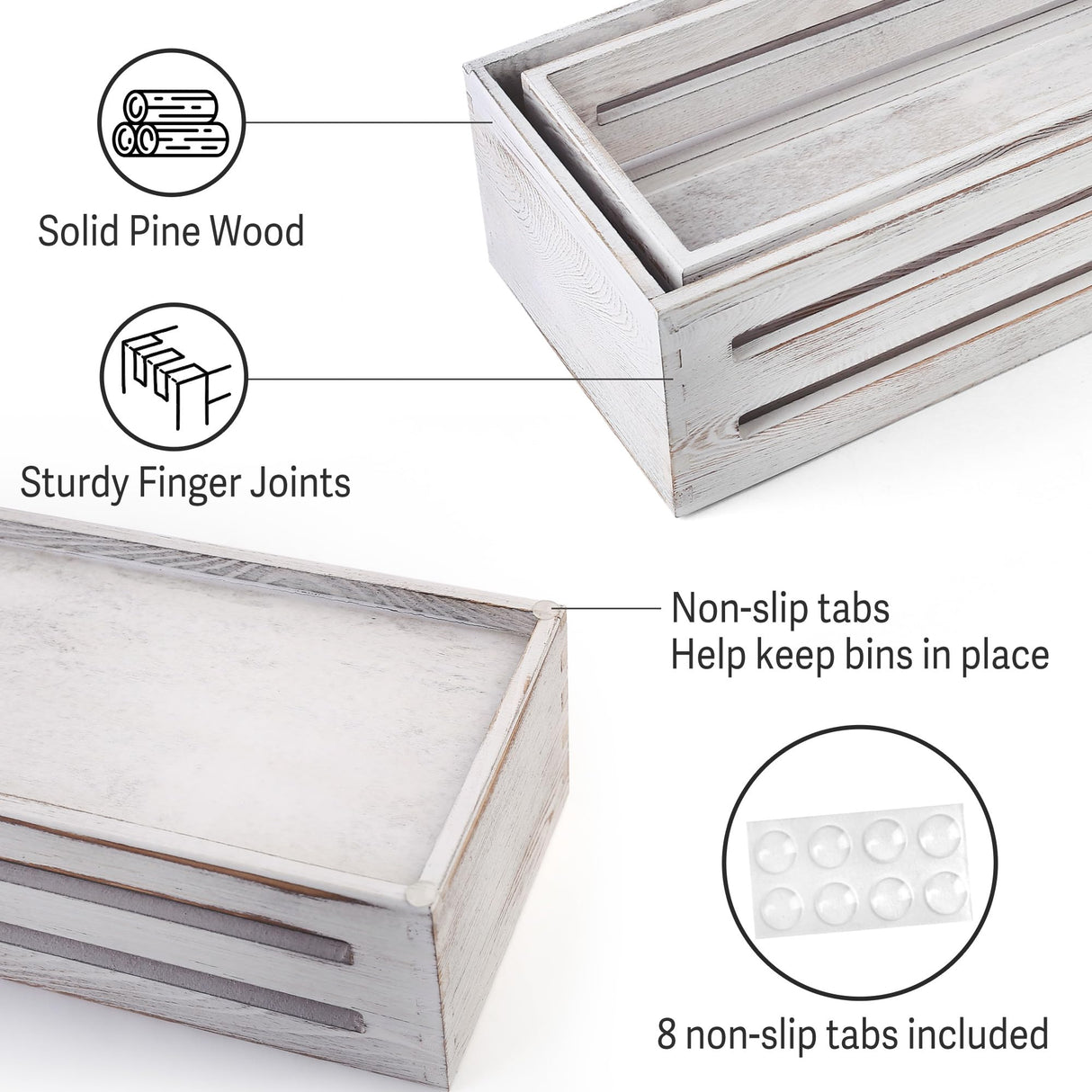 LotFancy Bathroom Decor Box, 2 Pack Wooden Toilet Paper Holder, White Toilet Storage Basket for Back of Toilet, Farmhouse Toilet Tank Topper LotFancy