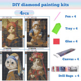 CTEOUNPT 5D Diamond Art Kits for Adults - Funny Cat Diamond Painting Kit, DIY Mosaic Canvas Crafts, Cute Cat Wall Decor for Beginners (4pcs, 11.8 * 15.7in) CTEOUNPT