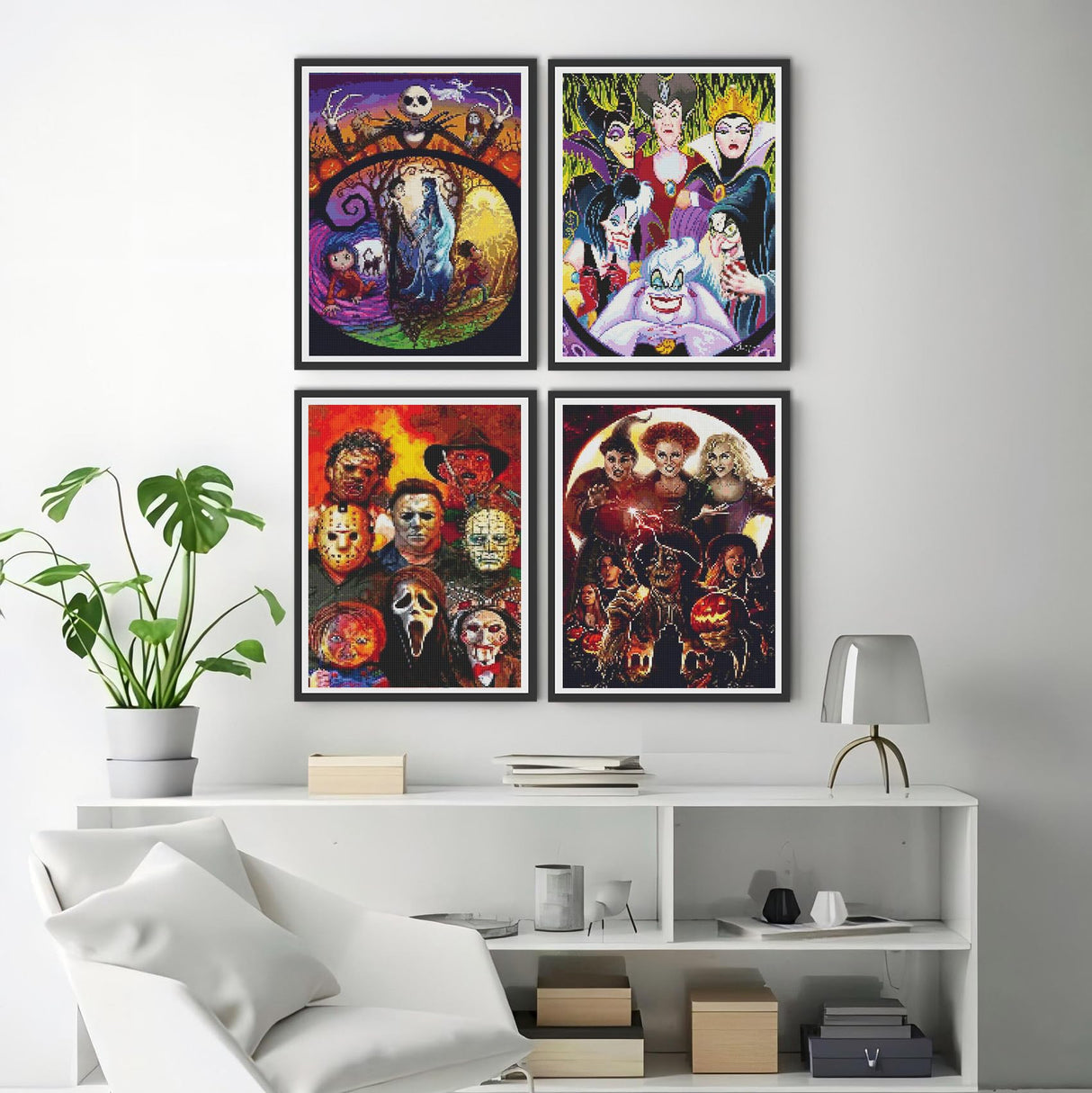 JAKI 4 Pack Diamond Art for Adults-Cartoon Diamond Painting Kits for Adults Beginners,DIY 5D Full Drill Art Perfect for Gift Home Wall Decor(12x16inch) JAKI