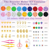 OHOME 5300 Clay Beads Bracelet Making Kit,Arts and Crafts for Kids Ages 8-12,Back to School Crafts Games Toys for 3-10 Year Old Birthday,Travel Essential OHOME