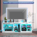 Vinctik 6&Fox High Gloss LED TV Stands w/Power Outlet,60,000-Colors Lighting for 55 60 65 70in TV,Modern White LED Entertainment Center w/Adjustable Glass Shelves for Living Room Gameroom Bedroom Vinctik 6&Fox