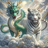 5D Diamond Art Kits for Adults Beginners,Dragon and Tiger DIY Full Round Drill Diamond Painting Kits,Paint by Diamonds Dots Gem Art Easy,Home Wall Decor 14X14 Inch Acelii