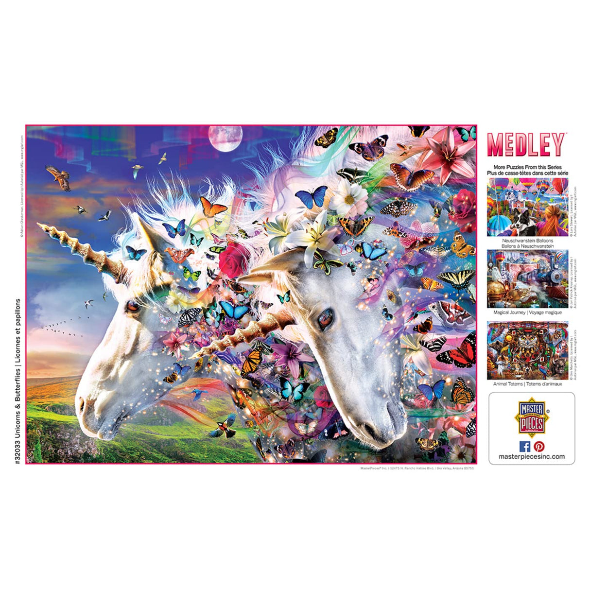 Masterpieces 300 Piece EZ Grip Jigsaw Puzzle - Unicorns & Butterflies - 18"x24" Masterpieces