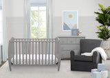 Delta Children Taylor 4-in-1 Convertible Baby Crib, Easy to Assemble, Sustainable New Zealand Wood, Grey Delta Children