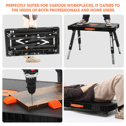 DNA MOTORING 5 in 1 Folding Heavy Duty Workbench - Work Bench, Saw Horses, Scaffold, Car Creeper & Dolly Mode, All in one Multifunctional Work Table for Warehouse Garage, TOOLS-00525 - WoodArtSupply