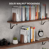 muso wood Book Ends, Handmade Wooden Bookends for Heavy Books, Creative Beveled Bookends for Shelves, Non-Skid Book Ends, Walnut-1Pair muso wood