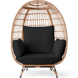 Best Choice Products Wicker Egg Chair, Oversized Indoor Outdoor Lounger for Patio, Backyard, Living Room w/ 4 Cushions, Steel Frame, 440lb Capacity - Black Best Choice Products