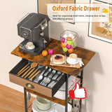 Coffee Bar Stand Station Cart with Storage Drawer -3 Tier, Extended Worktop Coffee Table, Farmhouse Corner Bar Cabinet for Small Spaces, Barkers Rack & Home Bar for Kitchen , Entryway, Living Room X-cosrack