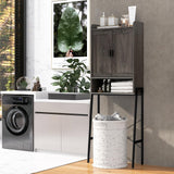 Tangkula Over The Toilet Storage Cabinet, Farmhouse Bathroom Cabinet Above Toilet with Double Doors, Adjustable Shelves, Metal Stand, Freestanding Bathroom Space Saver for Restroom, Laundry Tangkula