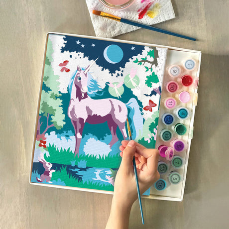 Bright Stripes Paint by Numbers Kit for Kids: Easy to Follow Paint by Numbers Canvas with Frame Kids Paint Kit (Paint by Numbers Moonlit Unicorn) Bright Stripes