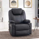 MCombo Large Power Lift Recliner Chair with Massage and Heat for Tall Elderly People, 3 Positions, Cup Holders, and USB Ports, Faux Leather 7516 (Large, Black) MCombo