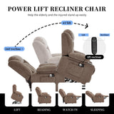 Sfxingyou Power Lift Recliner Chair for Elderly with Massage and Heat, Reclining Sofa Chair with USB & Type-C Ports and Cup Holders, L1288(Brown) Sfxingyou