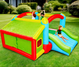 WELLFUNTIME Bounce House, Inflatable Bouncer with Air Blower, Kids Slide Jumping Castle with Slide, Ball Pit and Dart Target Game, 143x137x68 Inch WELLFUNTIME